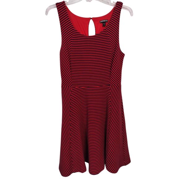 Express Dresses & Skirts - 3723) Express Sleeveless Red & Navy Fit & Flare Cocktail Dress Size Smalll